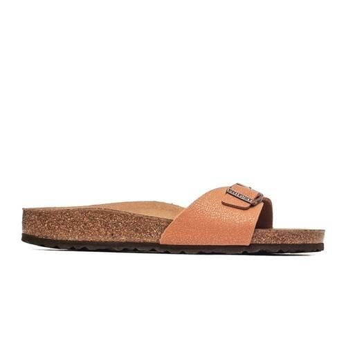 Klapki damskie Birkenstock Madrid. Brązowe klapki damskie Birkenstock, bez wzorów, z materiału. Za 383.00 zł.