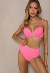 Różowe Basicowe Bikini Biustonosz i Majtki Figi Natonea. Czerwone bikini damskie Renee, na lato, bez wzorów. Za 54.99 zł.