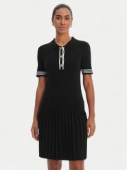 Morgan Sukienka dzianinowa 261-RMCAMI Czarny Slim Fit. Czarne sukienki damskie Morgan, xs, bez wzorów, z dzianiny, bez kołnierzyka, bez ramiączek. Za 399.99 zł.