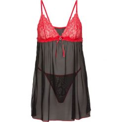 Koszulka nocna + stringi (2 części) bonprix czarno-czerwony. Koszule nocne damskie marki MAKE ME BIO. Za 79.99 zł.