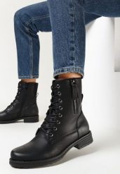 Czarne Botki Workery z Ozdobnym Suwakiem Tessalle. Czarne botki damskie Born2be, z jeansu, eleganckie, bez obcasa, na obcasie, bez zapięcia. Za 159.99 zł.