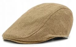 Kaszkiet Męski na Jesień i Zimę - Pako Jeans - Beż, Drobna Jodełka. Czapki i kapelusze męskie Pako Jeans, na jesień, bez wzorów, z jeansu. Za 59.00 zł.