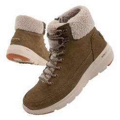 Buty zimowe sportowe damskie Skechers Glacial Ultra-Woodlands. Brązowe obuwie sportowe damskie Skechers, bez wzorów, ze skóry, trekkingowe. Za 249.00 zł.