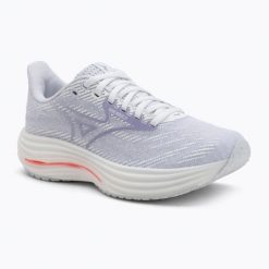 Buty do biegania damskie Mizuno Wave Rider 29 white/icelandic blue/strikingcoral. Białe obuwie sportowe damskie Mizuno, bez wzorów, z materiału, do biegania, mizuno wave. Za 379.99 zł.