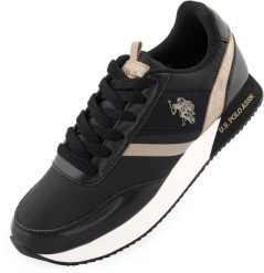 Obuwie damskie USA Polo Assn. trampki czarne. Czarne obuwie sportowe damskie 7-SERIES, z aplikacjami, ze skóry, eleganckie, bez zapięcia. Za 256.99 zł.