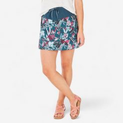 Spódnico-spodenki turystyczne damskie Quechua NH500. Brązowe szorty damskie QUECHUA, bez wzorów, z bawełny. Za 69.99 zł.
