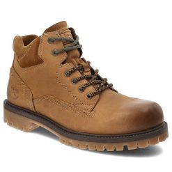 Brązowe Botki Jeep Stylowe Obuwie Męskie. Brązowe botki męskie Jeep, bez wzorów, z gumy, eleganckie, bez zapięcia. Za 379.00 zł.