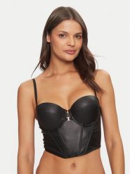 Guess Biustonosz top O4BC11 WGI80 Czarny. Czarne biustonosze Guess, z aplikacjami, ze skóry. Za 189.99 zł.
