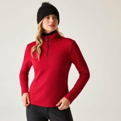 Bluza damska z suwakiem 1/4 Glamourize III Dare 2b. Czerwone bluzy sportowe damskie Dare 2b, bez wzorów, z dzianiny, bez kaptura, narciarskie. W wyprzedaży za 199.99 zł.