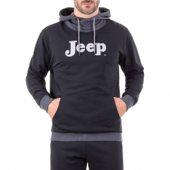 Bluza w kolorze czarno-ciemnoszarym. Czarne bluzy męskie Jeep, z nadrukiem. W wyprzedaży za 114.95 zł.
