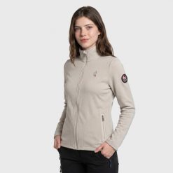 Bluza trekkingowa damska DEBBY rozpinana. Niebieskie bluzy sportowe damskie Aulp, m, bez wzorów, z dzianiny, bez kaptura, trekkingowe. Za 139.99 zł.
