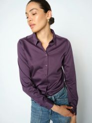 MOS MOSH Bluzka - MMTina Kobiety Bawełna lila, L. Bluzki damskie Mos Mosh, l, bez wzorów, z bawełny, eleganckie, bez kołnierzyka, bez ramiączek. Za 499.95 zł.