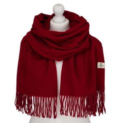 Elegancki, czerwony szalik damski z poliestru - Peterson. Czerwone szaliki i chusty damskie Peterson, na jesień, bez wzorów, eleganckie. Za 54.99 zł.