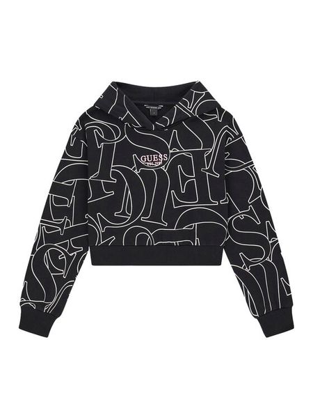 Guess Bluza J6YQ10 K3908 Czarny Regular Fit. Czarne bluzy dla dziewczynek Guess, z aplikacjami, bez ramiączek, bez kaptura. Za 214.99 zł.