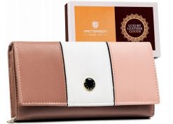 Portfel skórzany Peterson [DH] PTN RD-12-GCL-S różowy. Czerwone portfele damskie Peterson, bez wzorów, ze skóry. Za 91.99 zł.