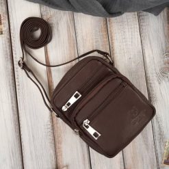 Saszetka męska na ramię skórzana pojemna brązowa Paolo Peruzzi T-133-BR. Brązowe saszetki męskie ze skóry, eleganckie, małe. Za 99.99 zł.