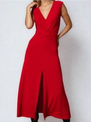 Sukienka maxi - czerwony. Czerwone sukienki damskie Sinsay, l, bez wzorów, bez kołnierzyka, bez ramiączek, maxi. Za 69.99 zł.