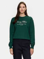 Tommy Hilfiger Bluza Modern WW0WW43574 Zielony Regular Fit. Zielone bluzy damskie Tommy Hilfiger, l, bez wzorów, z bawełny, bez kaptura. Za 309.99 zł.