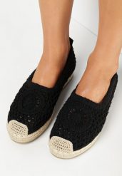Czarne Espadryle na Grubej Podeszwie z Juty z Plecioną Cholewką Ulissa. Czarne espadryle damskie Born2be, na lato, bez wzorów, boho, bez obcasa, bez zapięcia. Za 99.99 zł.