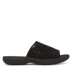 Klapki Jana. Czarne klapki damskie JANA, bez wzorów, bez obcasa. Za 139.99 zł.