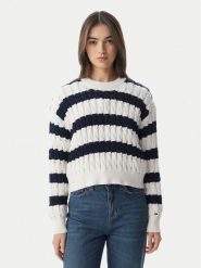 Tommy Jeans Sweter DW0DW22926 Granatowy Loose Fit. Niebieskie swetry damskie Tommy Jeans, m, bez wzorów, z bawełny, bez kołnierzyka, bez ramiączek, bez kaptura. Za 489.99 zł.