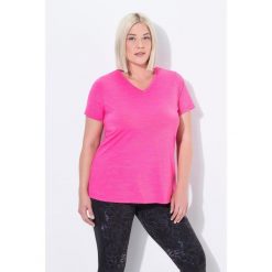Damskie Bluzka funkcyjna wstawki z siateczki dekolt w serek rękaw 1/2. Czerwone t-shirty damskie Ulla Popken, plus size, bez wzorów, z elastanu, bez kołnierzyka. Za 199.99 zł.