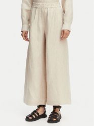 Weekend Max Mara Kuloty Felino 2615131042 Kremowy Relaxed Fit. Białe spodnie materiałowe damskie Weekend Max Mara, bez wzorów, ze lnu. Za 1,129.00 zł.