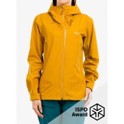 Kurtka przeciwdeszczowa damska Rab Arc Eco Jacket. Żółte kurtki damskie RAB, bez wzorów, bez kaptura. Za 938.99 zł.