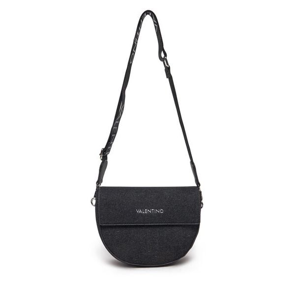 Torebka Valentino. Czarne listonoszki damskie Valentino, bez wzorów, z denimu, bez dodatków. Za 287.99 zł.