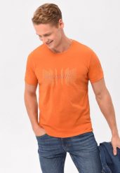 T-shirt z nadrukiem T-FLUX. Brązowe t-shirty męskie Volcano, m, bez wzorów, z bawełny, klasyczne, bez kołnierzyka. Za 59.99 zł.