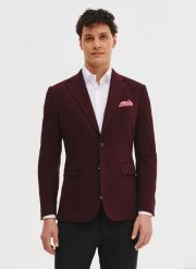 PAKO LORENTE – Dzianinowa marynarka w kolorze bordowym. Czerwone marynarki męskie Pako Lorente, bez wzorów, z bawełny, casualowe. Za 799.99 zł.