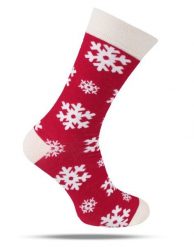 Tematyczne Skarpetki Bawełniane - Świąteczne w Płatki Śniegu. Czerwone skarpety męskie His Story, bez wzorów, z bawełny. Za 34.99 zł.