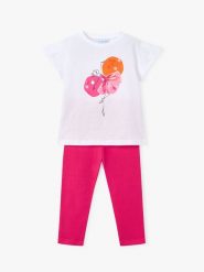 Mayoral Komplet top i legginsy 3726 Biały Regular Fit. Białe legginsy dla dziewczynek Mayoral, bez wzorów, z bawełny. Za 149.99 zł.