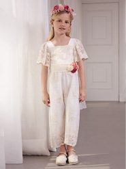 Abel & Lula Kombinezon 5262 Écru Regular Fit. Sukienki dla dziewczynek Abel & Lula, bez wzorów, z bawełny, bez ramiączek. Za 449.99 zł.