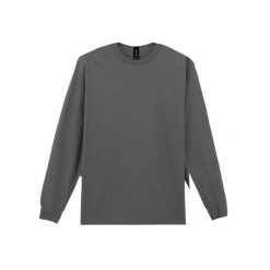 Koszulka z długim rękawem ultra bawełniana Gildan. Brązowe t-shirty damskie Gildan, bez wzorów, z bawełny, bez kołnierzyka. Za 146.00 zł.