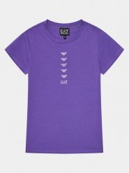 EA7 Emporio Armani T-Shirt 3DFT05 FJ2HZ 1304 Fioletowy Regular Fit. Fioletowe t-shirty i topy dla dziewczynek EA7 Emporio Armani, bez wzorów, z bawełny, bez ramiączek. Za 199.99 zł.