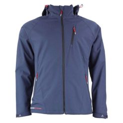Kurtka Peak Mountain Softshell. Niebieskie kurtki męskie Peak Mountain, m, bez wzorów, z softshellu, bez kaptura. W wyprzedaży za 312.50 zł.