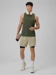 4F Spodenki treningowe szybkoschnące męskie - beżowe L. Brązowe szorty męskie 4f, l, bez wzorów. Za 179.99 zł.