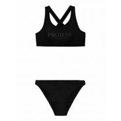 Dziewczęcy dwuczęściowy kostium kąpielowy Protest Prtmoon. Czarne stroje kąpielowe dla dziewczynek Protest, bez wzorów. Za 255.00 zł.
