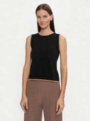 Luisa Spagnoli Bluzka Macinapepe 58514 Czarny Regular Fit. Czarne bluzki damskie Luisa Spagnoli, l, bez wzorów, z wełny, bez kołnierzyka, bez ramiączek. Za 389.99 zł.