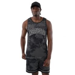 Tank top New Era AOP. Czarne t-shirty męskie New Era, na lato, s, bez wzorów, z materiału, sportowe, bez kołnierzyka. Za 235.50 zł.