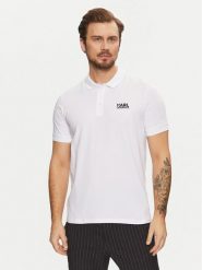KARL LAGERFELD Polo 745088 551235 Biały Regular Fit. Białe koszulki polo męskie KARL LAGERFELD, m, bez wzorów, z bawełny, bez ramiączek. Za 259.99 zł.