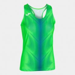 Damski tank top Joma Olympie. Niebieskie koszulki sportowe damskie Joma, bez wzorów, bez kołnierzyka, bez ramiączek, do biegania. W wyprzedaży za 106.90 zł.