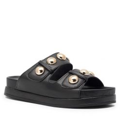 Klapki DeeZee. Czarne klapki damskie DeeZee, bez wzorów, bez obcasa. Za 119.99 zł.