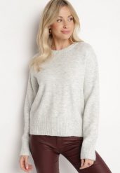 Jasnoszary Sweter o Klasycznym Fasonie z Wełną Avartissa. Szare swetry damskie Born2be, na zimę, bez wzorów, z wełny, klasyczne, bez kołnierzyka, bez ramiączek, bez kaptura. Za 139.99 zł.