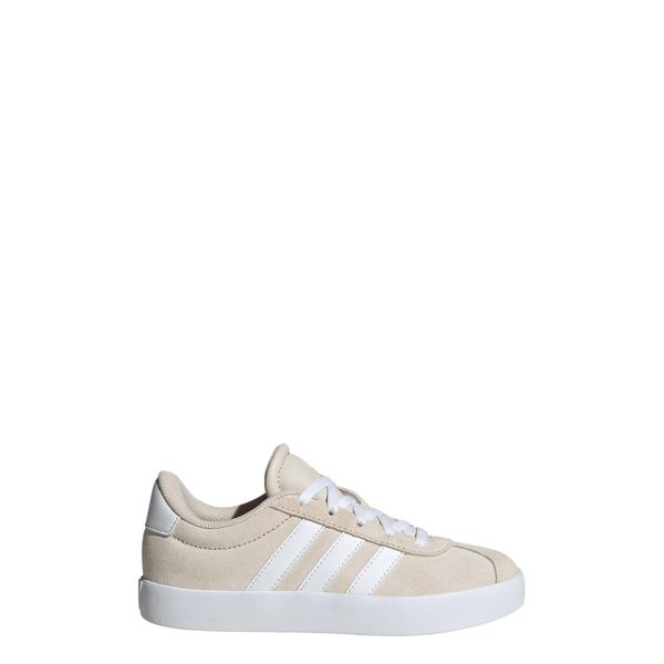 Buty VL Court 3.0. Białe obuwie sportowe damskie Adidas, bez wzorów, z zamszu, trekkingowe. Za 229.00 zł.