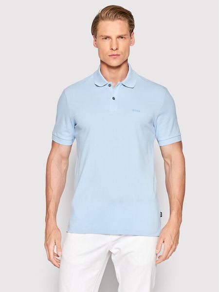Boss Polo Pallas 50468362 Błękitny Regular Fit. Niebieskie koszulki polo męskie Boss, m, bez wzorów, z bawełny, bez ramiączek. Za 269.99 zł.