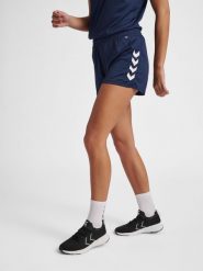 Spodenki damskie Hummel hmlCORE. Niebieskie szorty sportowe damskie Hummel, s, bez wzorów, z dzianiny, klasyczne, z standardowym stanem, do piłki ręcznej. Za 41.00 zł.