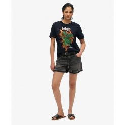 Damska koszulka na co dzień Superdry Vintage Logo Tokyo. Czarne t-shirty damskie Superdry., m, bez wzorów, eleganckie, bez kołnierzyka. Za 154.65 zł.