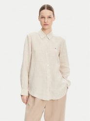 Tommy Hilfiger Koszula WW0WW44679 Beżowy Relaxed Fit. Brązowe bluzki damskie Tommy Hilfiger, bez wzorów, ze lnu, bez kołnierzyka, bez ramiączek. Za 309.99 zł.
